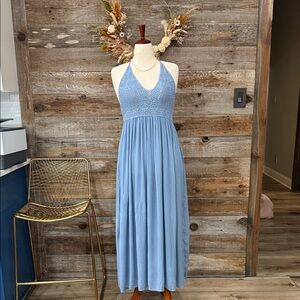 Light Blue Halter Maxi Dress